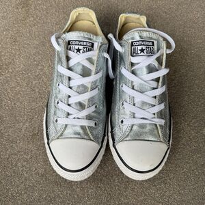 Converse Sneakers Chuck Taylor All Star Kids Size 3 Silver Glitter Low Top